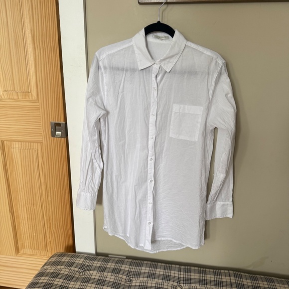 Z Supply Long White Button Down Shirt Size Small - Picture 3 of 6